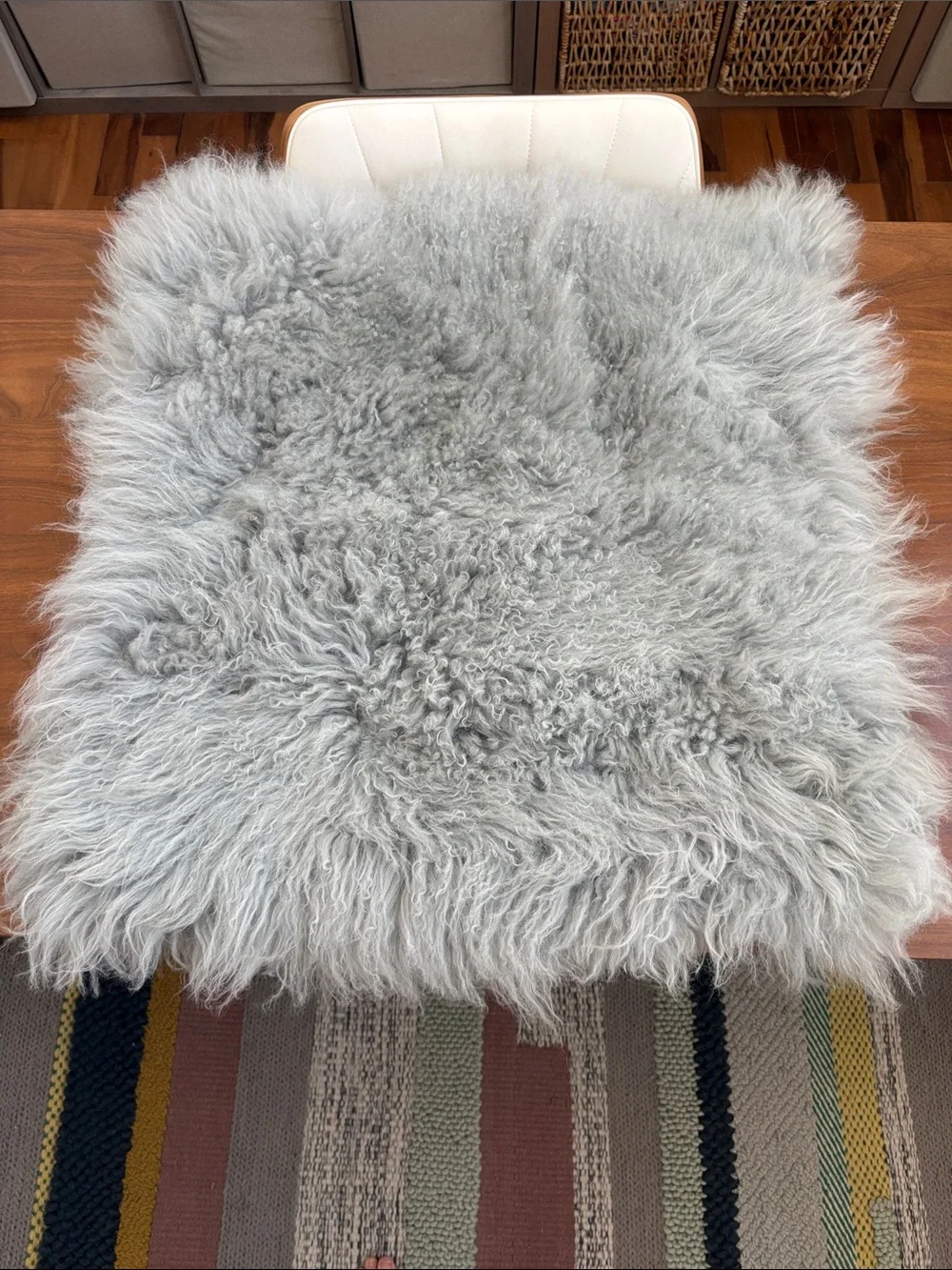 Icelandic Sheepskin Long-Pile 28” Accent Pillow – Soft Gray